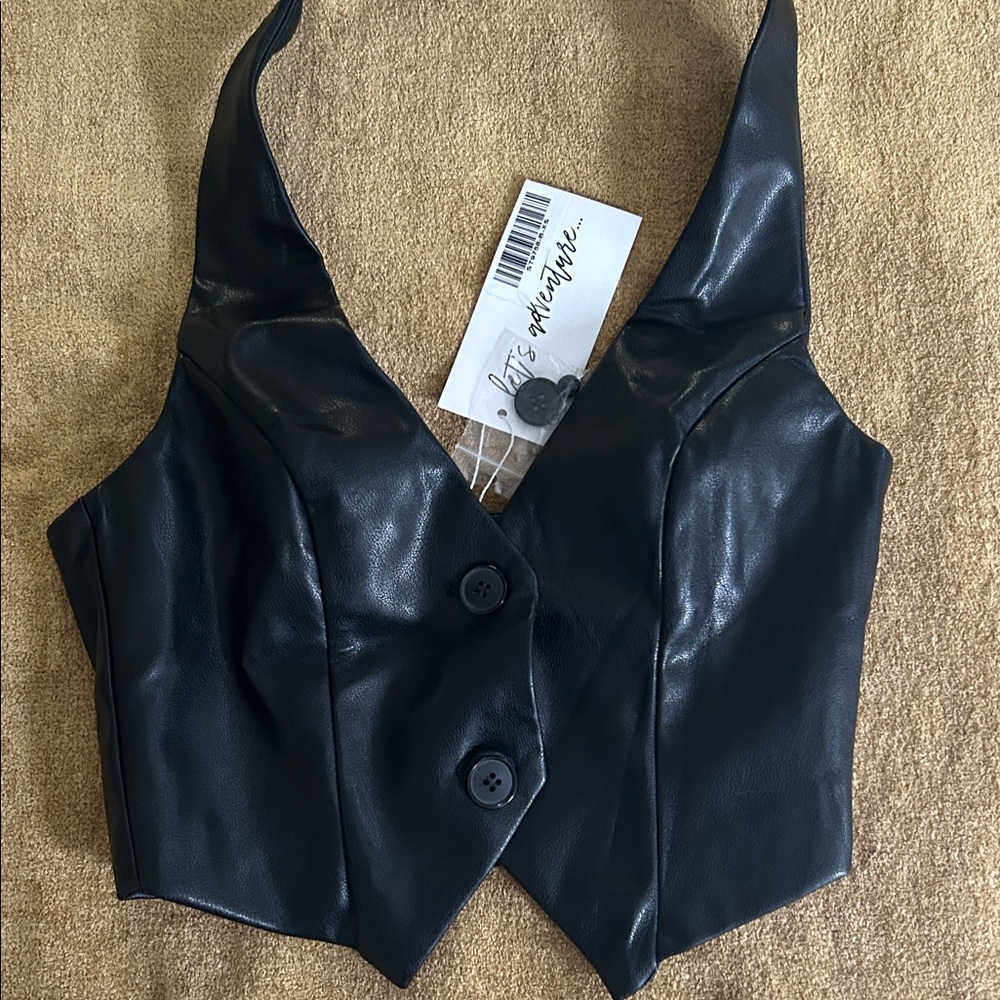 12th Tribe Moxie Black Faux Leather Vest Size XS - Picture 4 of 5